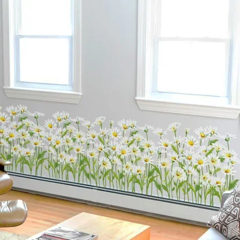Daisy Adesivos de Parede Rodapé Floral de plantas Daninhas Mural da Janela da Porta de Arte Decalques DIY Crianças Quarto Viveiro de Cozinha, Decoração de Sala de estar