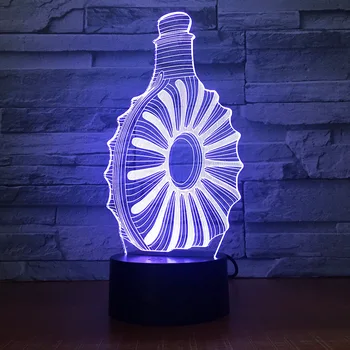 Garrafa de vinho 3D Lâmpada LED Estéreo Acrílico Noite Office Bar Quarto de Humor Iluminação de 7 Cores Alterar Ilusão Pai de Presentes de Aniversário